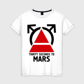 Женская футболка хлопок с принтом Thirty Seconds To Mars в Екатеринбурге, 100% хлопок | прямой крой, круглый вырез горловины, длина до линии бедер, слегка спущенное плечо | 