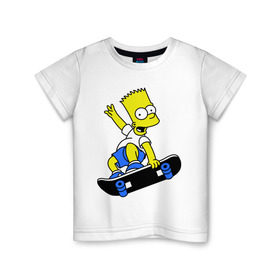 Детская футболка хлопок с принтом Барт на скейте в Екатеринбурге, 100% хлопок | круглый вырез горловины, полуприлегающий силуэт, длина до линии бедер | simpsons | барт симпсон | мультфильмы | симпсоны