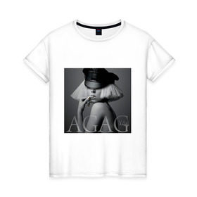 Женская футболка хлопок с принтом Ydal Agag в Екатеринбурге, 100% хлопок | прямой крой, круглый вырез горловины, длина до линии бедер, слегка спущенное плечо | Тематика изображения на принте: lady gaga | актирса | голливуд | звезды | знаменитости | леди гага | певица