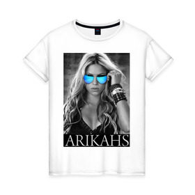 Женская футболка хлопок с принтом Arikahs в Екатеринбурге, 100% хлопок | прямой крой, круглый вырез горловины, длина до линии бедер, слегка спущенное плечо | shakira | актирса | голливуд | звезды | знаменитости | певица | шакира