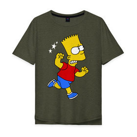 Мужская футболка хлопок Oversize с принтом Барт бой без правил в Екатеринбурге, 100% хлопок | свободный крой, круглый ворот, “спинка” длиннее передней части | bart simpson | simpsons | барт симпсон | драка | симпсоны