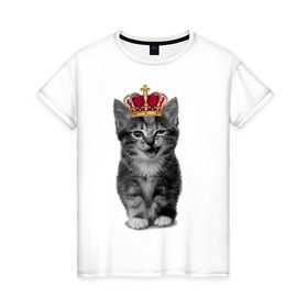 Женская футболка хлопок с принтом Meow kitten в Екатеринбурге, 100% хлопок | прямой крой, круглый вырез горловины, длина до линии бедер, слегка спущенное плечо | kitten | meow | meow kitten | киса | кот | котик | котэ | котяра | кошка | прикольный кот