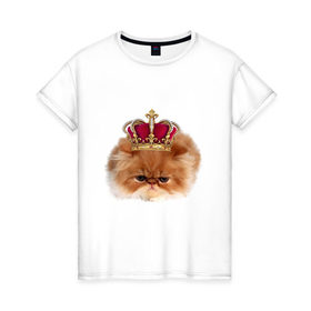 Женская футболка хлопок с принтом Sad cat в Екатеринбурге, 100% хлопок | прямой крой, круглый вырез горловины, длина до линии бедер, слегка спущенное плечо | Тематика изображения на принте: 
