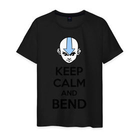 Мужская футболка хлопок с принтом Keep calm and bend в Екатеринбурге, 100% хлопок | прямой крой, круглый вырез горловины, длина до линии бедер, слегка спущенное плечо. | 