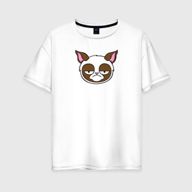 Женская футболка хлопок Oversize с принтом Stay grumpy and hate everything в Екатеринбурге, 100% хлопок | свободный крой, круглый ворот, спущенный рукав, длина до линии бедер
 | грустный кот | интернет приколы | кот мем | котенок | котик | кошка | хмурый кот