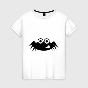 Женская футболка хлопок с принтом Весёлый паучок в Екатеринбурге, 100% хлопок | прямой крой, круглый вырез горловины, длина до линии бедер, слегка спущенное плечо | Тематика изображения на принте: насекомые | паук