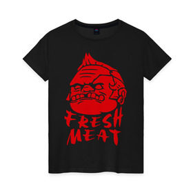 Женская футболка хлопок с принтом Fresh meat (Свежее мясо) в Екатеринбурге, 100% хлопок | прямой крой, круглый вырез горловины, длина до линии бедер, слегка спущенное плечо | dota | dota 2 | дота | дота 2 | игры