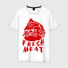 Мужская футболка хлопок с принтом Fresh meat (Свежее мясо) в Екатеринбурге, 100% хлопок | прямой крой, круглый вырез горловины, длина до линии бедер, слегка спущенное плечо. | dota | dota 2 | дота | дота 2 | игры