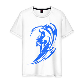 Мужская футболка хлопок с принтом Серфинг (surfing) в Екатеринбурге, 100% хлопок | прямой крой, круглый вырез горловины, длина до линии бедер, слегка спущенное плечо. | серф | серфер | серфинг | экстремальный | экстрим