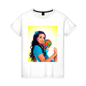 Женская футболка хлопок с принтом Разноцветный леденец в Екатеринбурге, 100% хлопок | прямой крой, круглый вырез горловины, длина до линии бедер, слегка спущенное плечо | 