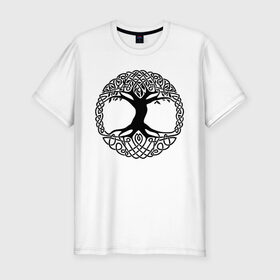 Мужская футболка премиум с принтом Дерево Жизни в Екатеринбурге, 92% хлопок, 8% лайкра | приталенный силуэт, круглый вырез ворота, длина до линии бедра, короткий рукав | дерево | древо жизни | дуб | узоры