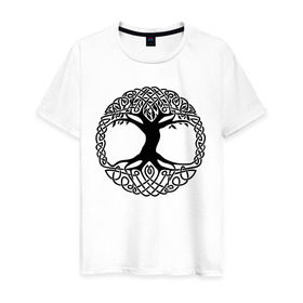 Мужская футболка хлопок с принтом Дерево Жизни в Екатеринбурге, 100% хлопок | прямой крой, круглый вырез горловины, длина до линии бедер, слегка спущенное плечо. | дерево | древо жизни | дуб | узоры