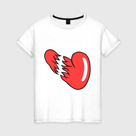Женская футболка хлопок с принтом Разорваное сердце в Екатеринбурге, 100% хлопок | прямой крой, круглый вырез горловины, длина до линии бедер, слегка спущенное плечо | любовь | разбитая любовь | разбитое сердце | сердце