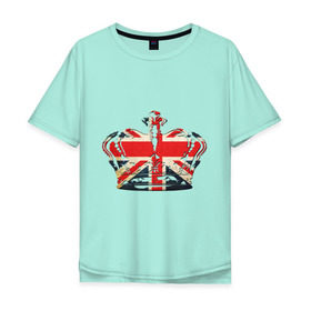 Мужская футболка хлопок Oversize с принтом Корона, флаг Британии в Екатеринбурге, 100% хлопок | свободный крой, круглый ворот, “спинка” длиннее передней части | британия | королевская корона | корона | корона с британским флагом | флаг британии