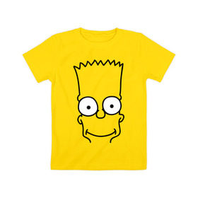Детская футболка хлопок с принтом Барт лицо в Екатеринбурге, 100% хлопок | круглый вырез горловины, полуприлегающий силуэт, длина до линии бедер | simpsons | мультики | мультфильмы | симпсоны
