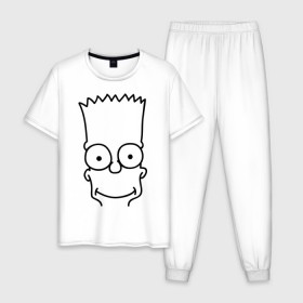 Мужская пижама хлопок с принтом Барт лицо в Екатеринбурге, 100% хлопок | брюки и футболка прямого кроя, без карманов, на брюках мягкая резинка на поясе и по низу штанин
 | simpsons | мультики | мультфильмы | симпсоны