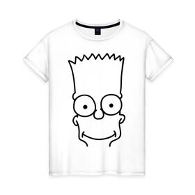 Женская футболка хлопок с принтом Барт лицо в Екатеринбурге, 100% хлопок | прямой крой, круглый вырез горловины, длина до линии бедер, слегка спущенное плечо | simpsons | мультики | мультфильмы | симпсоны