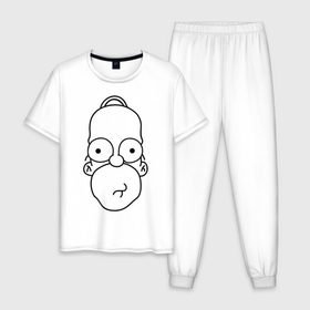 Мужская пижама хлопок с принтом Гомер лицо в Екатеринбурге, 100% хлопок | брюки и футболка прямого кроя, без карманов, на брюках мягкая резинка на поясе и по низу штанин
 | гомер
