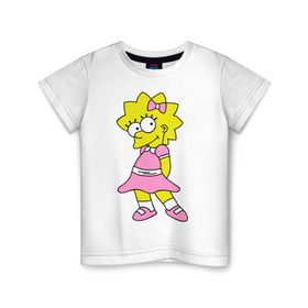 Детская футболка хлопок с принтом Лиза милашка в Екатеринбурге, 100% хлопок | круглый вырез горловины, полуприлегающий силуэт, длина до линии бедер | liza | simpsons | мультики | мультфильмы | симпсоны