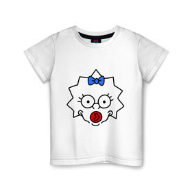 Детская футболка хлопок с принтом Мэгги лицо в Екатеринбурге, 100% хлопок | круглый вырез горловины, полуприлегающий силуэт, длина до линии бедер | simpsons | мультики | мультфильм | симпсоны | симсоны
