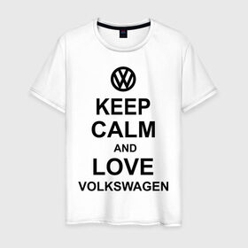 Мужская футболка хлопок с принтом keep calm and love volkswagen. в Екатеринбурге, 100% хлопок | прямой крой, круглый вырез горловины, длина до линии бедер, слегка спущенное плечо. | автолюбителю | автомобиль | вольксваген | машина | прикольная надпись | тачка