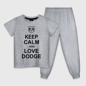 Детская пижама хлопок с принтом keep calm and love dodge в Екатеринбурге, 100% хлопок |  брюки и футболка прямого кроя, без карманов, на брюках мягкая резинка на поясе и по низу штанин
 | авто | додж | сохраняй спокойствие и люби додж | тачки