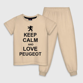 Детская пижама хлопок с принтом keep calm and love peugeot в Екатеринбурге, 100% хлопок |  брюки и футболка прямого кроя, без карманов, на брюках мягкая резинка на поясе и по низу штанин
 | Тематика изображения на принте: пежо
