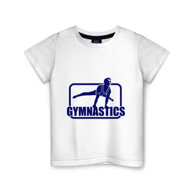 Детская футболка хлопок с принтом Gimnastic (Гимнастика) в Екатеринбурге, 100% хлопок | круглый вырез горловины, полуприлегающий силуэт, длина до линии бедер | sport | брусья | гимнаст | снаряд | спортсмен | тренировка | упражнения
