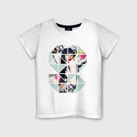 Детская футболка хлопок с принтом Geometric photo в Екатеринбурге, 100% хлопок | круглый вырез горловины, полуприлегающий силуэт, длина до линии бедер | geometric | геометрик | девушка в геометрий | девушка с цветами