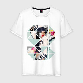 Мужская футболка хлопок с принтом Geometric photo в Екатеринбурге, 100% хлопок | прямой крой, круглый вырез горловины, длина до линии бедер, слегка спущенное плечо. | geometric | геометрик | девушка в геометрий | девушка с цветами