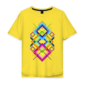 Мужская футболка хлопок Oversize с принтом Geometric drawing в Екатеринбурге, 100% хлопок | свободный крой, круглый ворот, “спинка” длиннее передней части | 