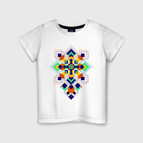 Детская футболка хлопок с принтом Summer geometry в Екатеринбурге, 100% хлопок | круглый вырез горловины, полуприлегающий силуэт, длина до линии бедер | геометрия | ромбики | узоры | фигуры