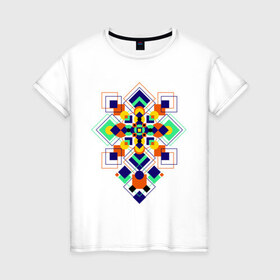 Женская футболка хлопок с принтом Summer geometry в Екатеринбурге, 100% хлопок | прямой крой, круглый вырез горловины, длина до линии бедер, слегка спущенное плечо | геометрия | ромбики | узоры | фигуры