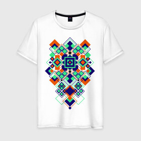 Мужская футболка хлопок с принтом Tropic geometry в Екатеринбурге, 100% хлопок | прямой крой, круглый вырез горловины, длина до линии бедер, слегка спущенное плечо. | 