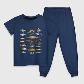 Детская пижама хлопок с принтом Популярные виды рыб в Екатеринбурге, 100% хлопок |  брюки и футболка прямого кроя, без карманов, на брюках мягкая резинка на поясе и по низу штанин
 | рыба | рыбалка | рыбачить | туризм | туристические | туристу | улов