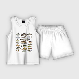 Детская пижама с шортами хлопок с принтом Популярные виды рыб в Екатеринбурге,  |  | рыба | рыбалка | рыбачить | туризм | туристические | туристу | улов