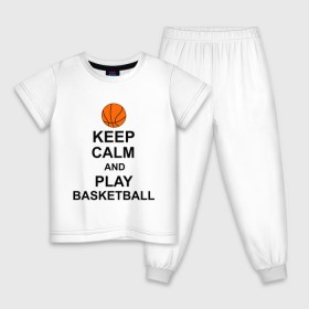 Детская пижама хлопок с принтом Keep calm and play basketball. в Екатеринбурге, 100% хлопок |  брюки и футболка прямого кроя, без карманов, на брюках мягкая резинка на поясе и по низу штанин
 | сохраняй спокойствие