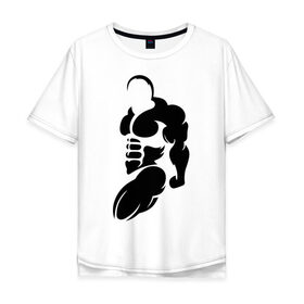 Мужская футболка хлопок Oversize с принтом Бодибилдер (Культурист). в Екатеринбурге, 100% хлопок | свободный крой, круглый ворот, “спинка” длиннее передней части | bodybuilding | power | sport | мощь | мускулы | мышцы | сила | спорт