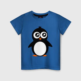 Детская футболка хлопок с принтом Милый пингвин. в Екатеринбурге, 100% хлопок | круглый вырез горловины, полуприлегающий силуэт, длина до линии бедер | животные | милые создания | пингвинчик