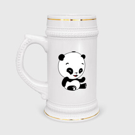 Кружка пивная с принтом Панда смеётся в Екатеринбурге,  керамика (Материал выдерживает высокую температуру, стоит избегать резкого перепада температур) |  объем 630 мл | panda | животные | милые создания