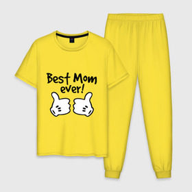 Мужская пижама хлопок с принтом Best Mom ever! (самая лучшая мама) в Екатеринбурге, 100% хлопок | брюки и футболка прямого кроя, без карманов, на брюках мягкая резинка на поясе и по низу штанин
 | бест мам | мама | подарки родным | подарок маме