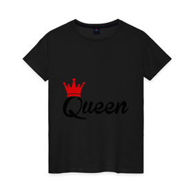 Женская футболка хлопок с принтом Королева в Екатеринбурге, 100% хлопок | прямой крой, круглый вырез горловины, длина до линии бедер, слегка спущенное плечо | queen | корона | царица