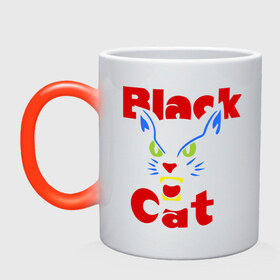 Кружка хамелеон с принтом Black Cat в Екатеринбурге, керамика | меняет цвет при нагревании, емкость 330 мл | Тематика изображения на принте: 