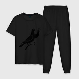 Мужская пижама хлопок с принтом Голубь в Екатеринбурге, 100% хлопок | брюки и футболка прямого кроя, без карманов, на брюках мягкая резинка на поясе и по низу штанин
 | голубка | птица