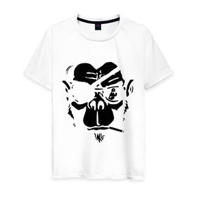 Мужская футболка хлопок с принтом Мистер Горилла в Екатеринбурге, 100% хлопок | прямой крой, круглый вырез горловины, длина до линии бедер, слегка спущенное плечо. | Тематика изображения на принте: пират