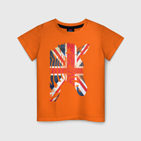 Детская футболка хлопок с принтом Британская зебра в Екатеринбурге, 100% хлопок | круглый вырез горловины, полуприлегающий силуэт, длина до линии бедер | dtg | england | англия | британия | британский флаг | великобритания | животные | прикольные картинки