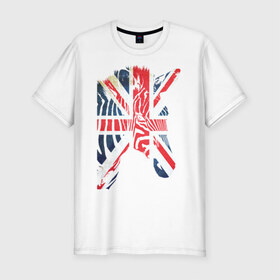 Мужская футболка премиум с принтом Британская зебра в Екатеринбурге, 92% хлопок, 8% лайкра | приталенный силуэт, круглый вырез ворота, длина до линии бедра, короткий рукав | dtg | england | англия | британия | британский флаг | великобритания | животные | прикольные картинки