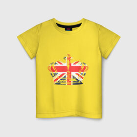 Детская футболка хлопок с принтом Корона, флаг Британии в Екатеринбурге, 100% хлопок | круглый вырез горловины, полуприлегающий силуэт, длина до линии бедер | dtg | england | англия | британия | британский флаг | великобритания | прикольные картинки