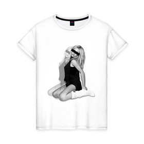 Женская футболка хлопок с принтом Бритни Спирс в Екатеринбурге, 100% хлопок | прямой крой, круглый вырез горловины, длина до линии бедер, слегка спущенное плечо | britney | spears | знаменитости | знаменитые личности | селебрити | суперзвезда