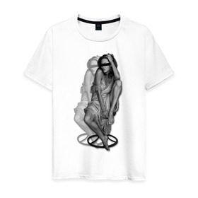 Мужская футболка хлопок с принтом Анджелина Джоли в Екатеринбурге, 100% хлопок | прямой крой, круглый вырез горловины, длина до линии бедер, слегка спущенное плечо. | jolie | девушка | знаменитости | знаменитые личности | селебрити | суперзвезда | тело | фигура